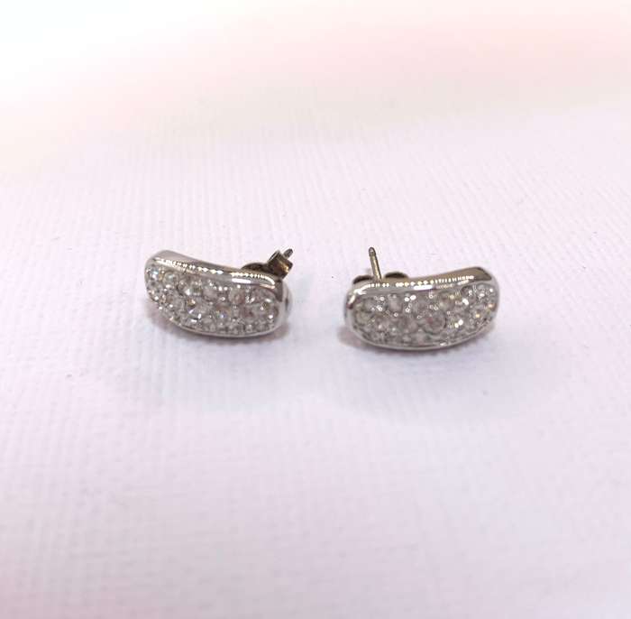 Earrings - Swarovski with Pave white Stones. Silver Colour #ML1039 R395.00 | Dimensions: 14mm x 6mm