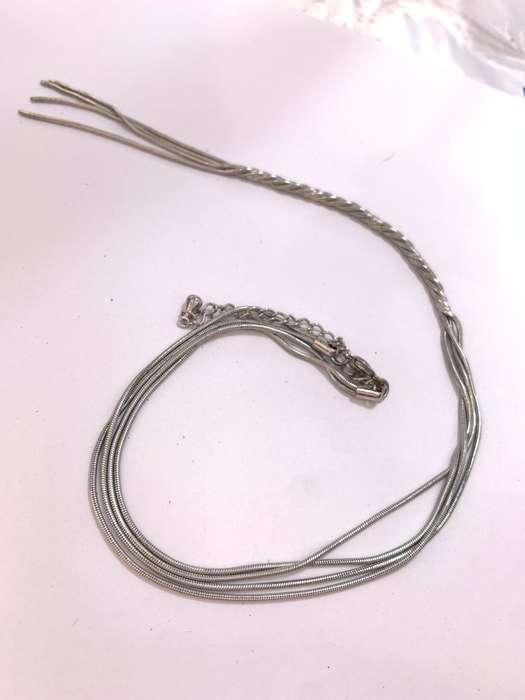 Necklace - Double Neckchain With Dangling Plaited Design. Silver Colour #ML1074 R299.00 | Dimensi...