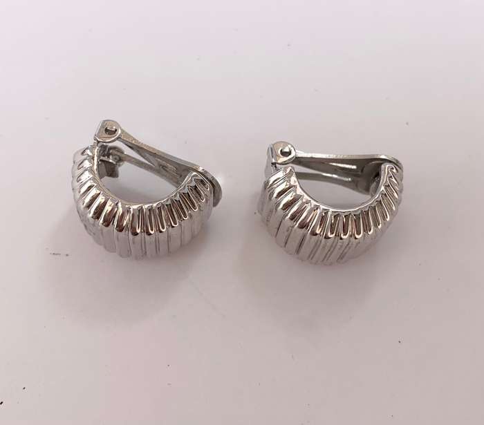 Earrings - Silver Colour Fluted Clip-on Earrings. Branded 'Honey'#ML1086 R195.00 | Dimensions: 1...