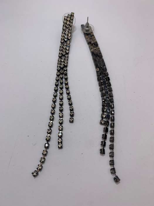 Earrings - Darker Silver Colour Metal With Lines of Diamante #ML1106 R295.00 | Dimensions: 133mm ...