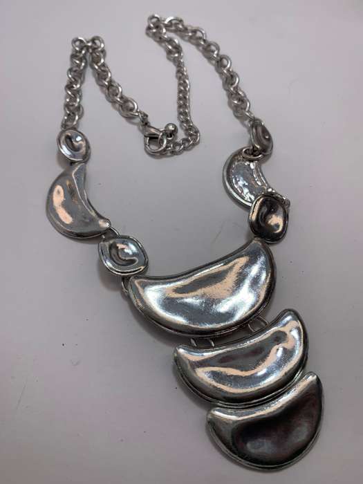 Necklace - Silver Colour Pendant of Half Moons Suspended On Chain #ML1107R245.00 | Dimensions: 5...