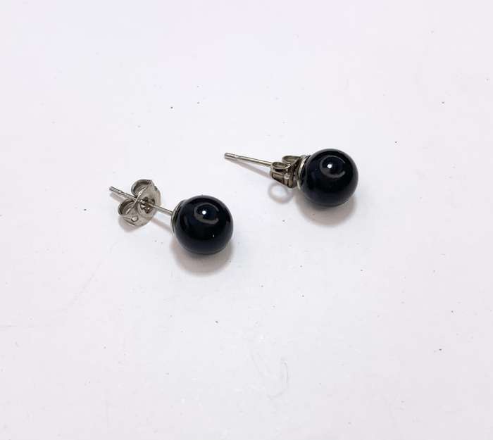 Earrings - Silver Colour Studs With Black Ball #ML1112 R195.00 | Dimensions: Ball is 9mm D