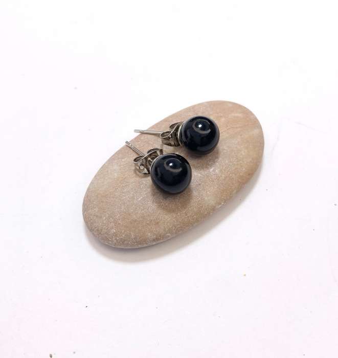 Earrings - Silver Colour Studs With Black Ball #ML1112 R195.00 | Dimensions: Ball is 9mm D