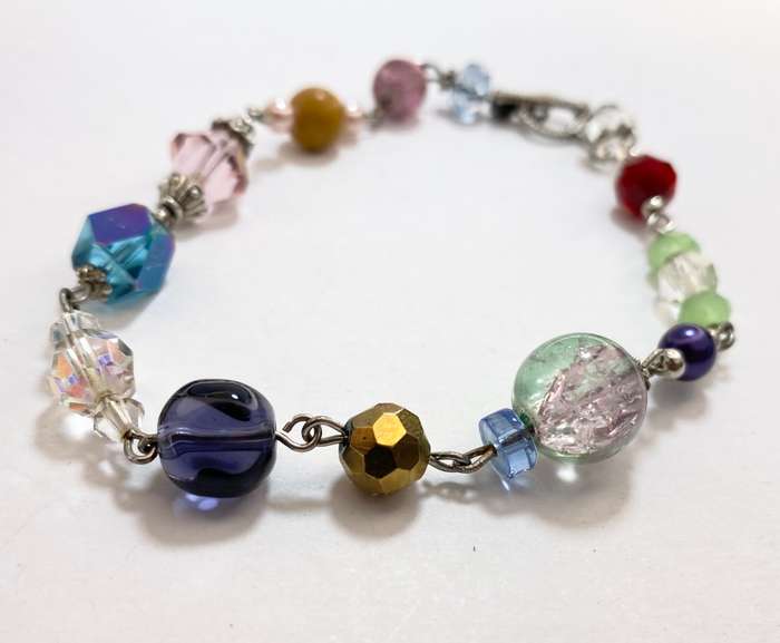 Bracelet - Glass Multi-Colour Beads. Silver Colour#ML1245 R150.00 | Dimensions: 240mm