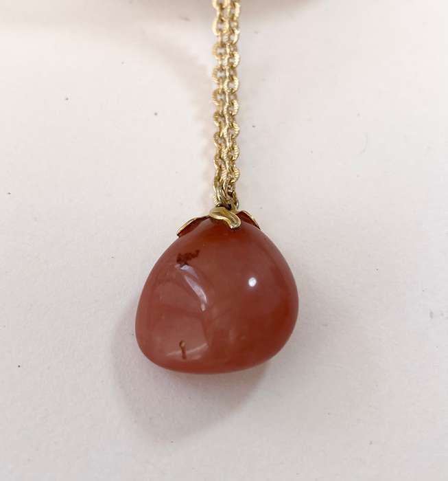 Necklace - Orange Colour Stone on Gold Colour Chain #ML1292 R195.00 | Dimensions: Chain is 560mm ...