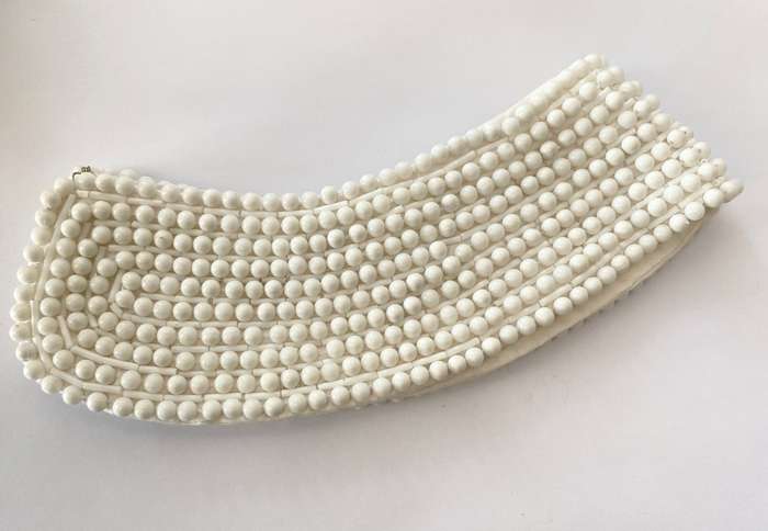 Necklace - White Beaded Collar. Gatsby Style #ML1431