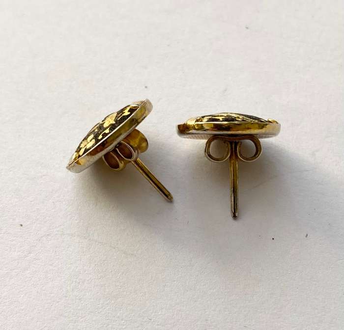 Earrings - Vintage Engraved Sparrow Detail Studs. Gold Colour #ML1487