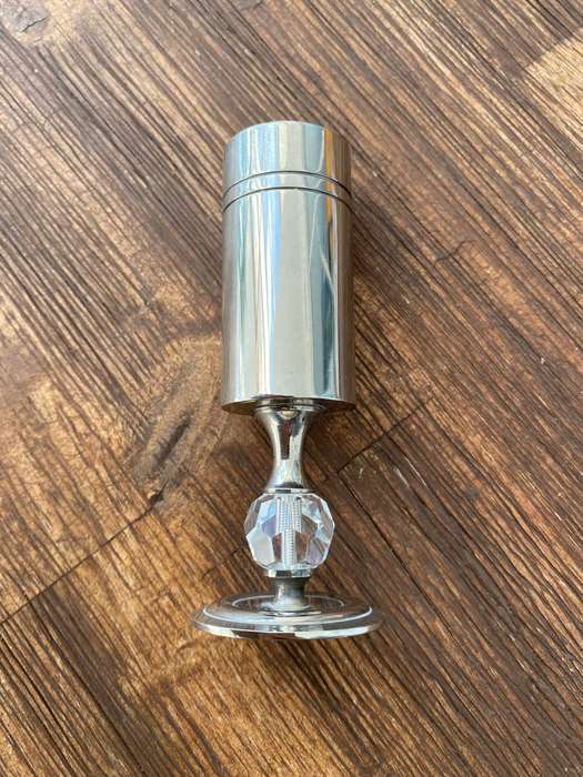 Antiques and Collectibles - Small Wine Goblet. Crystal on Stem. Silver Colour #ML1551