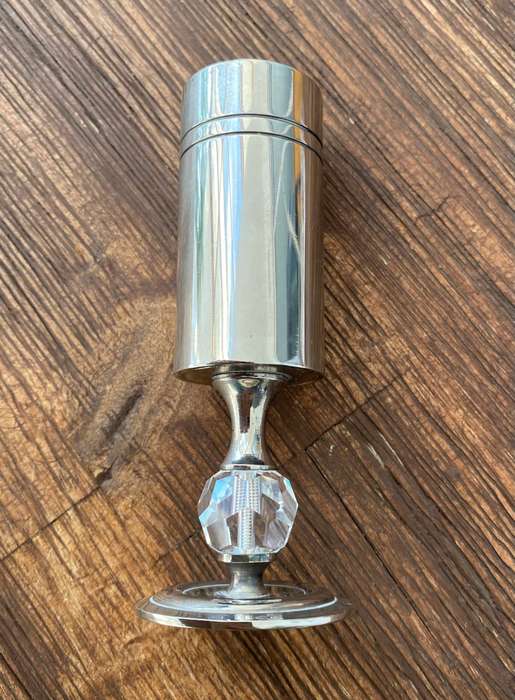 Antiques and Collectibles - Small Wine Goblet. Crystal on Stem. Silver Colour #ML1551