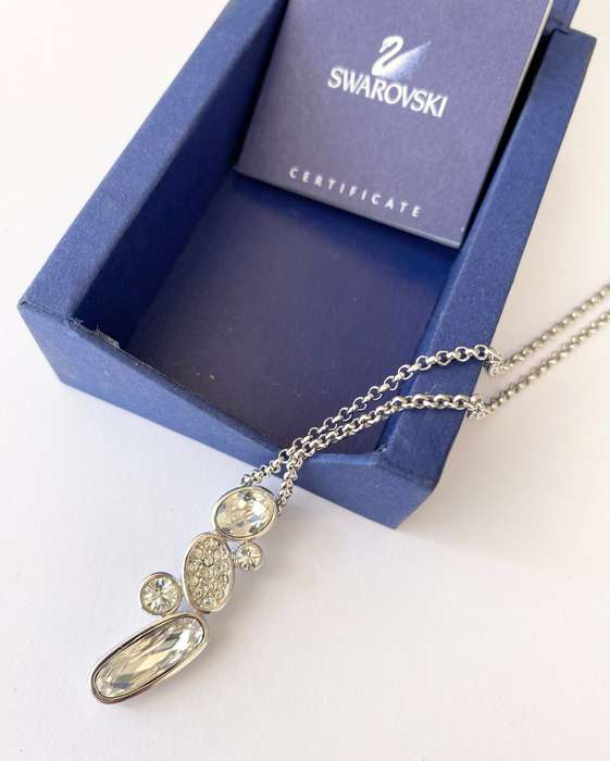 Necklace - Swarovski Chain With Irregular Size Crystal Pendants #ML1597