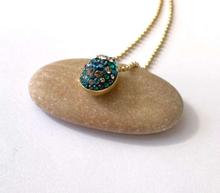 Set - Swarovski Necklace and Earrings. Pear Shaped Studs and Pendant on Chain. Coloured Crystals ...
