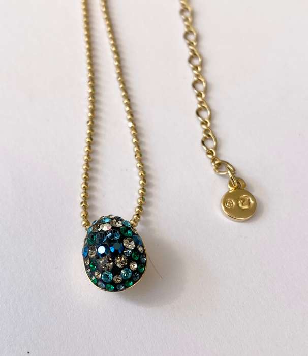 Set - Swarovski Necklace and Earrings. Pear Shaped Studs and Pendant on Chain. Coloured Crystals ...