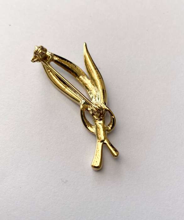 Brooch - Vintage Stem Shapes With Diamante. Gold Colour #ML1618