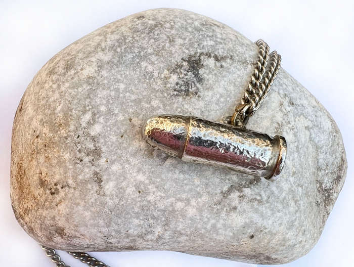 Necklace- Silver Colour Chain with Silver Colour Bullet Pendant ML1731