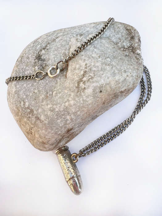 Necklace- Silver Colour Chain with Silver Colour Bullet Pendant ML1731