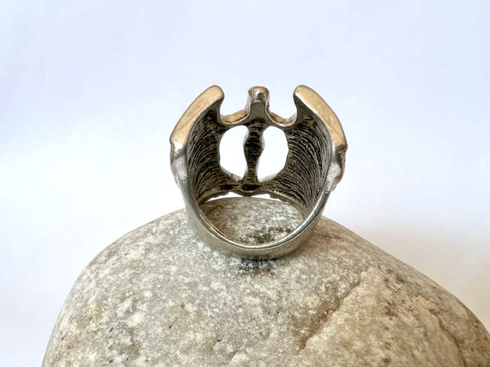 Ring - Silver Tone Mens Angel Design with Wings Size Q ML1748