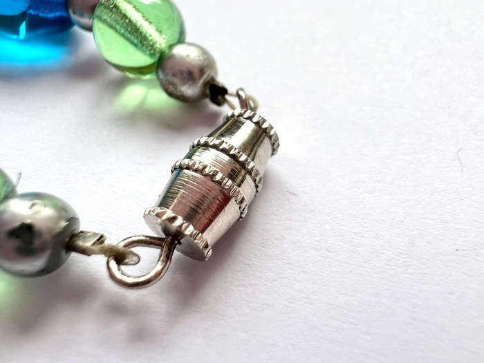 Necklace - Plastic Beads. Different Shapes and Sizes. Colours Black/Blue/Turquoise ML1825