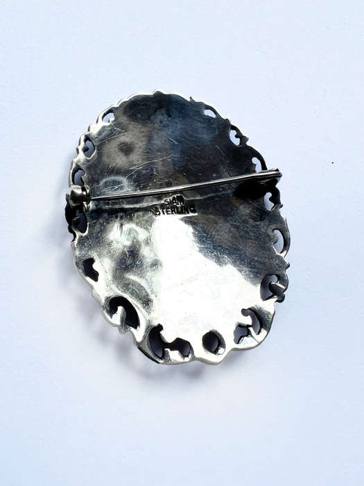 Brooch - Large Vintage Siam Sterling Dancing Lady Beautiful Frame Work ML1841