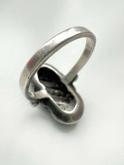 Ring - Swirl Ring. Stamped Silver. Marquisite - Art Deco Style ML1894