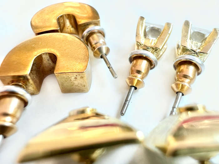 Earrings - For Pierced Ears. 3x small Assorted Gold Tone Pairs ML1935
