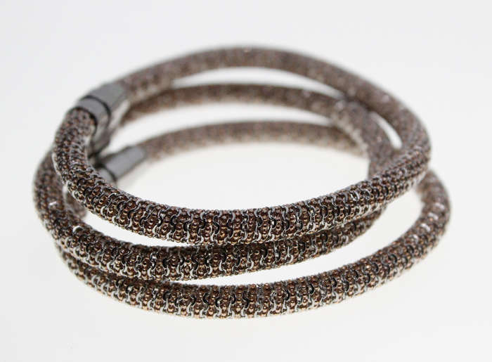 Bracelets - 3 x Rose Pink/Silver/ Tone Sparkly Bracelets with Magnetic Clasps - ML2312