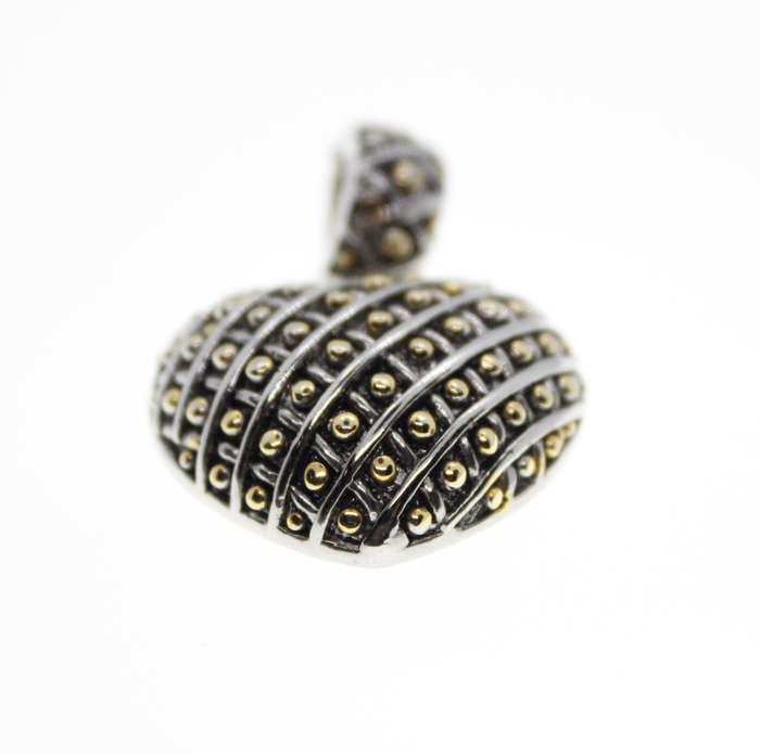 Pendant - Silver and Gold Tone Marcasite Lattice style Pendant - ML2318