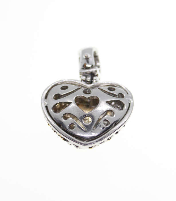 Pendant - Silver and Gold Tone Marcasite Lattice style Pendant - ML2318