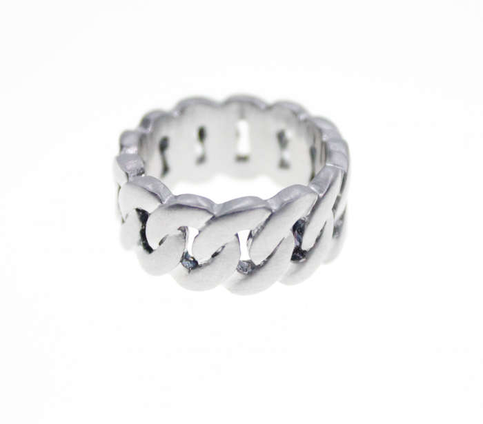 Ring - Fashion Frosted Silver Tone Link Chain Styled Ring - ML2321