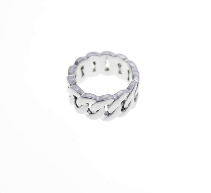 Ring - Fashion Frosted Silver Tone Link Chain Styled Ring - ML2321