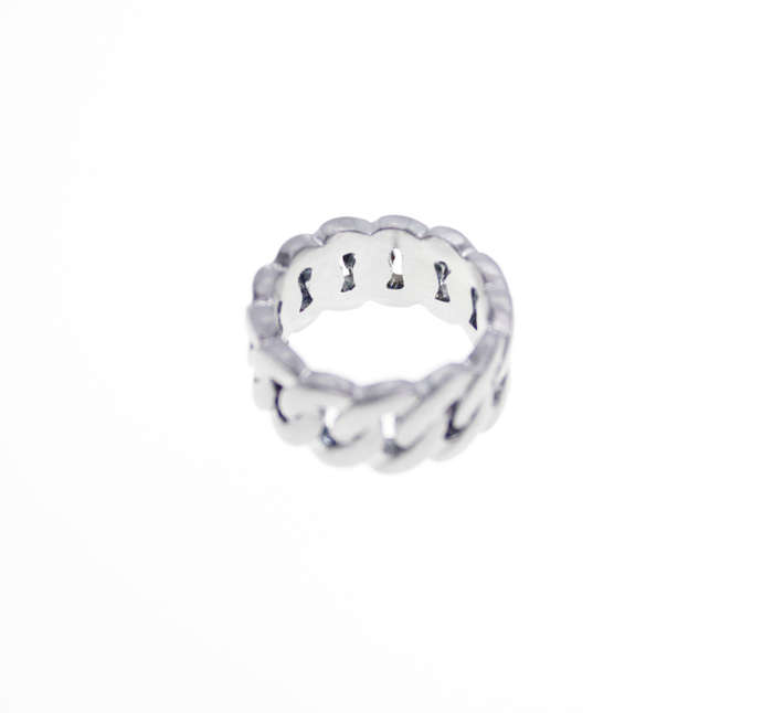 Ring - Fashion Frosted Silver Tone Link Chain Styled Ring - ML2321