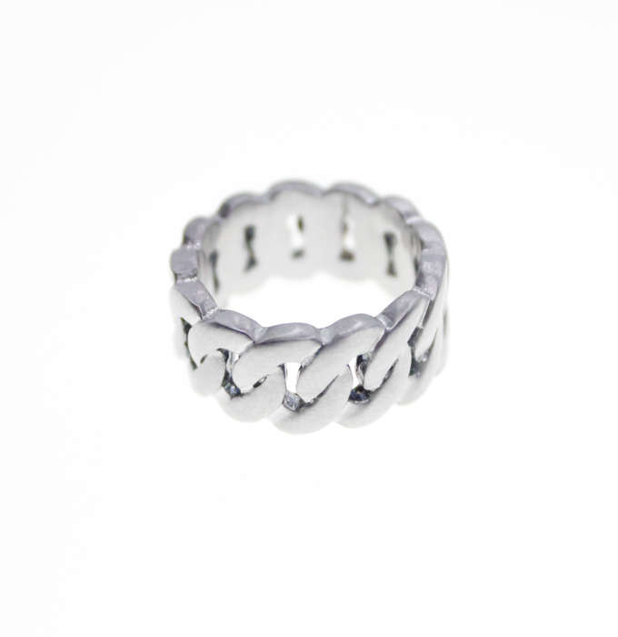 Ring - Fashion Frosted Silver Tone Link Chain Styled Ring - ML2321