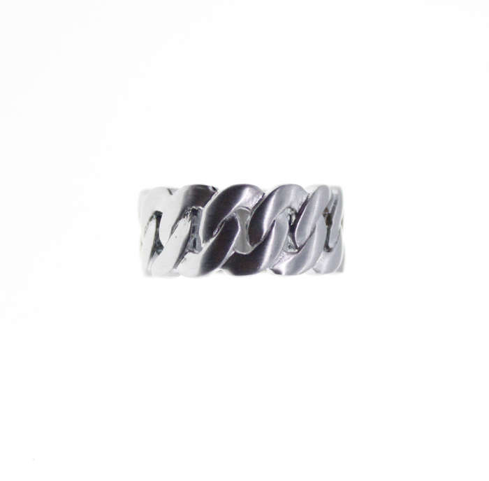 Ring - Fashion Frosted Silver Tone Link Chain Styled Ring - ML2321