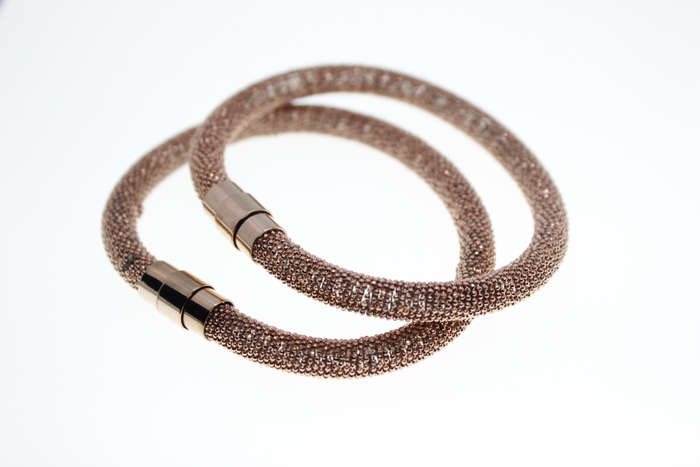 Bracelet - 2 x Bronze Tone Fashion Magnetic Mesh Design Bracelet - ML2343