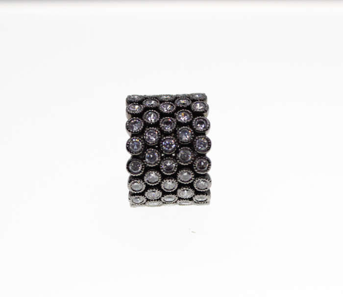 Ring - Fashion Metal Tone Wide Band with Diamantes - ML2349