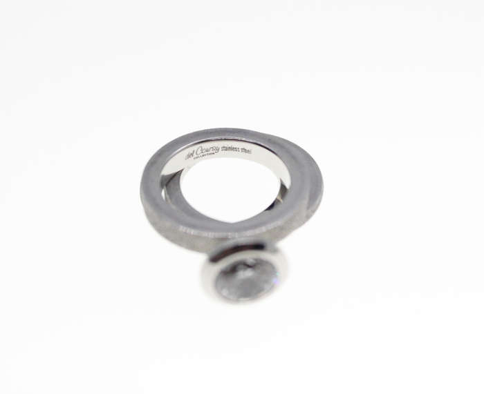 Ring - Fashion Stainless Steel Sparkle Diamante with 2 x Side Bands,Stamped Del Coursy - ML2359