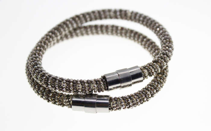 Bracelet - Fashion Silver and Metal Tone Magnetic Mesh Design x 2 - ML2367