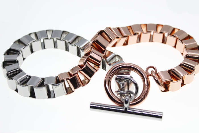 Set - Rose Metal Silver Tone Box Links. Stamped Mimco - ML2369