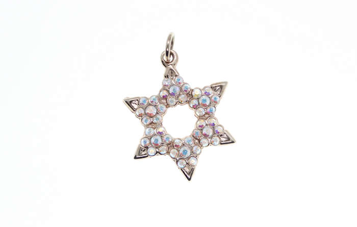 Pendant - Star of David 6 x Rhinestone Flowers. Stamped Dior. - ML2384