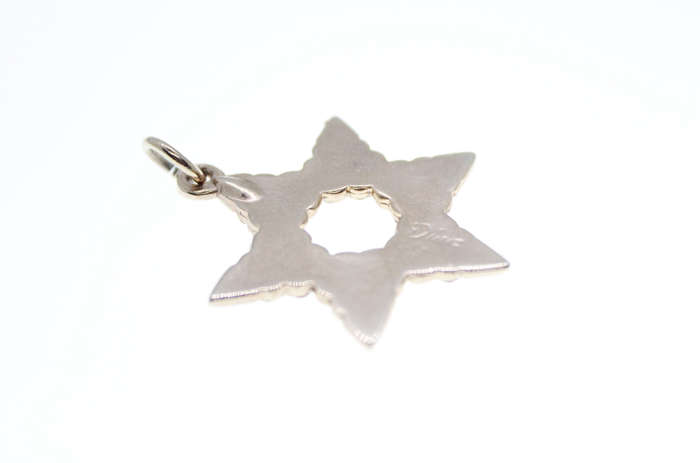 Pendant - Star of David 6 x Rhinestone Flowers. Stamped Dior. - ML2384