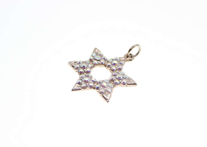 Pendant - Star of David 6 x Rhinestone Flowers. Stamped Dior. - ML2384