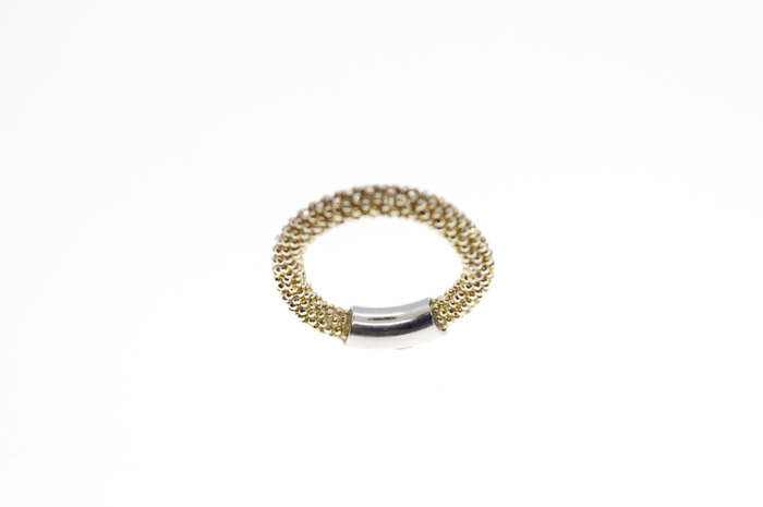 Ring- Silver and Gold Tone Mesh Ring - ML2394