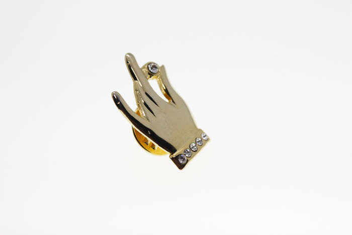 Brooch - Vintage Gold Tone Hand Shaped Brooch with Diamantes - ML2420