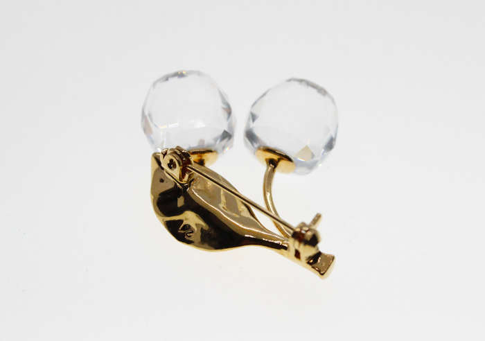 Brooch - Swarovski Crystal Ball Brooch with Gold Tone Leaf, in Original Box, Made in Austria - ML...