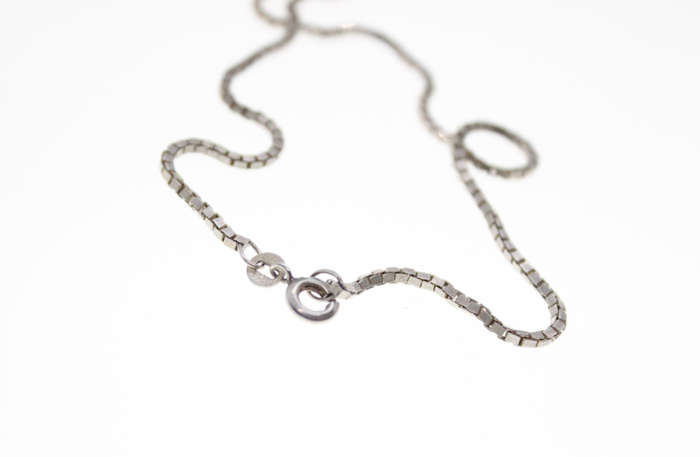 Necklace - 925 Silver Box Chain with Meteorite Pendant - ML2465