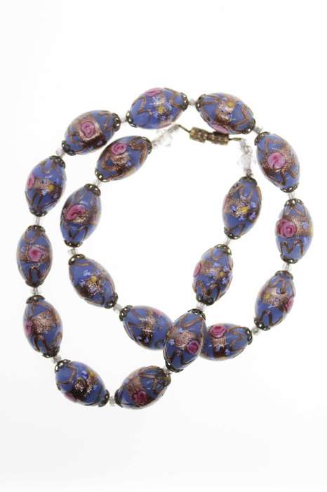 Necklace - Vintage Venetian Wedding Cake Beads with Gold Tone Screw Clasp - ML2492