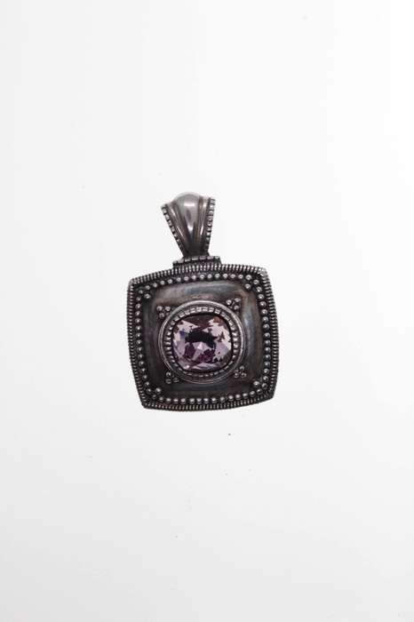 Pendant -  Vintage Silver Tone with Marcasite Design with Pink Stone in Centre - ML2498
