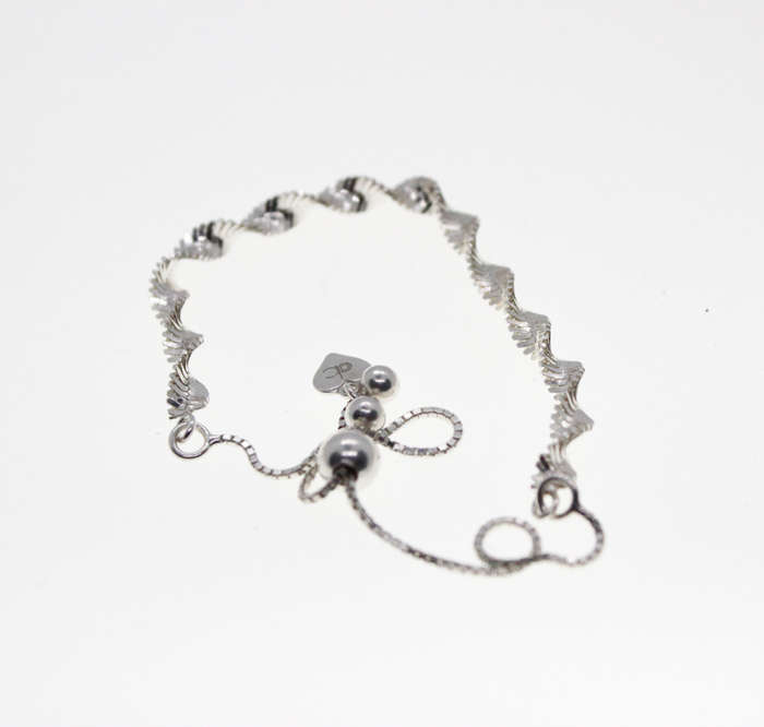 Bracelet - Fashion 925 Silver Twisted Chain Style Bracelet. Adjustable. - ML2515