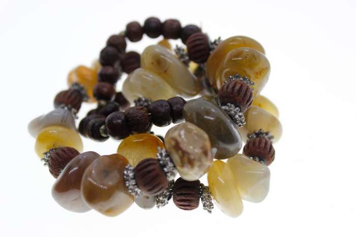 Necklace - Vintage Silver Tone Autumn Coloured Beads regular shapes and sizes - ML2556