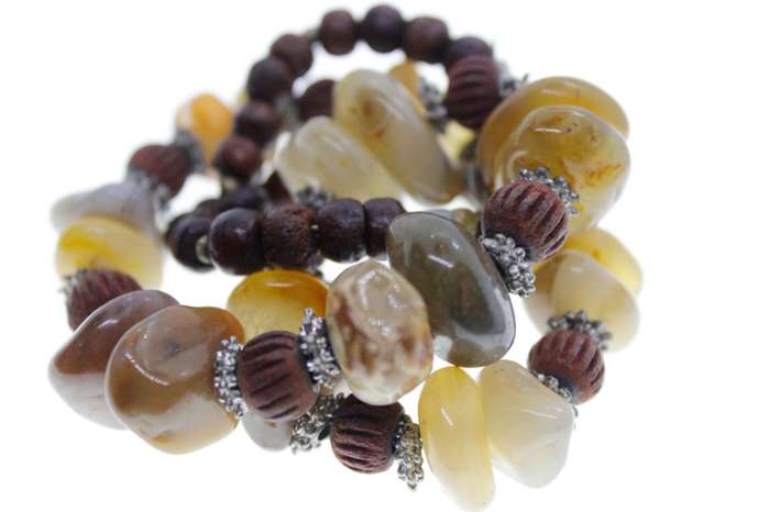 Necklace - Vintage Silver Tone Autumn Coloured Beads regular shapes and sizes - ML2556