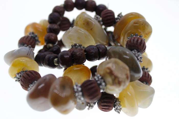 Necklace - Vintage Silver Tone Autumn Coloured Beads regular shapes and sizes - ML2556